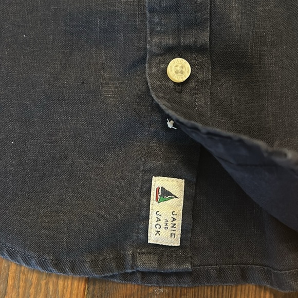 Janie And Jack Boys Linen Shirt Navy Long Sleeve Button Up 2T - like new - Picture 7 of 8